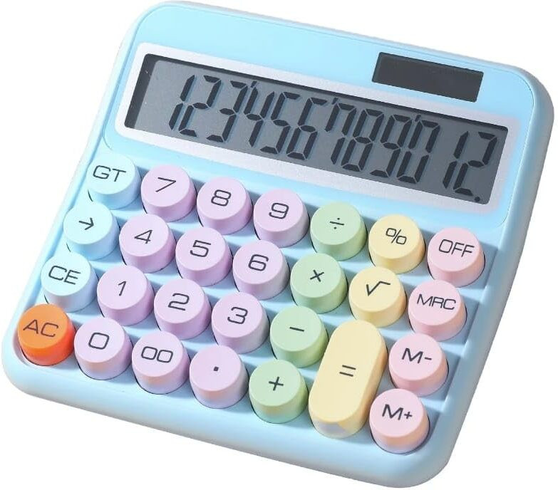 nishiv 12-Digit Large LCD Display 12-Digit Large LCD Display 15° Tilt Screen for Kids Calculator Colorful BasicCalculator image 1