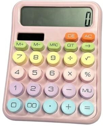 astikaya Calculator with LCD Display Desktop Calculator - Big Buttons Candy ColorComfortable Touch 12 Digits BasicCalculator image 1