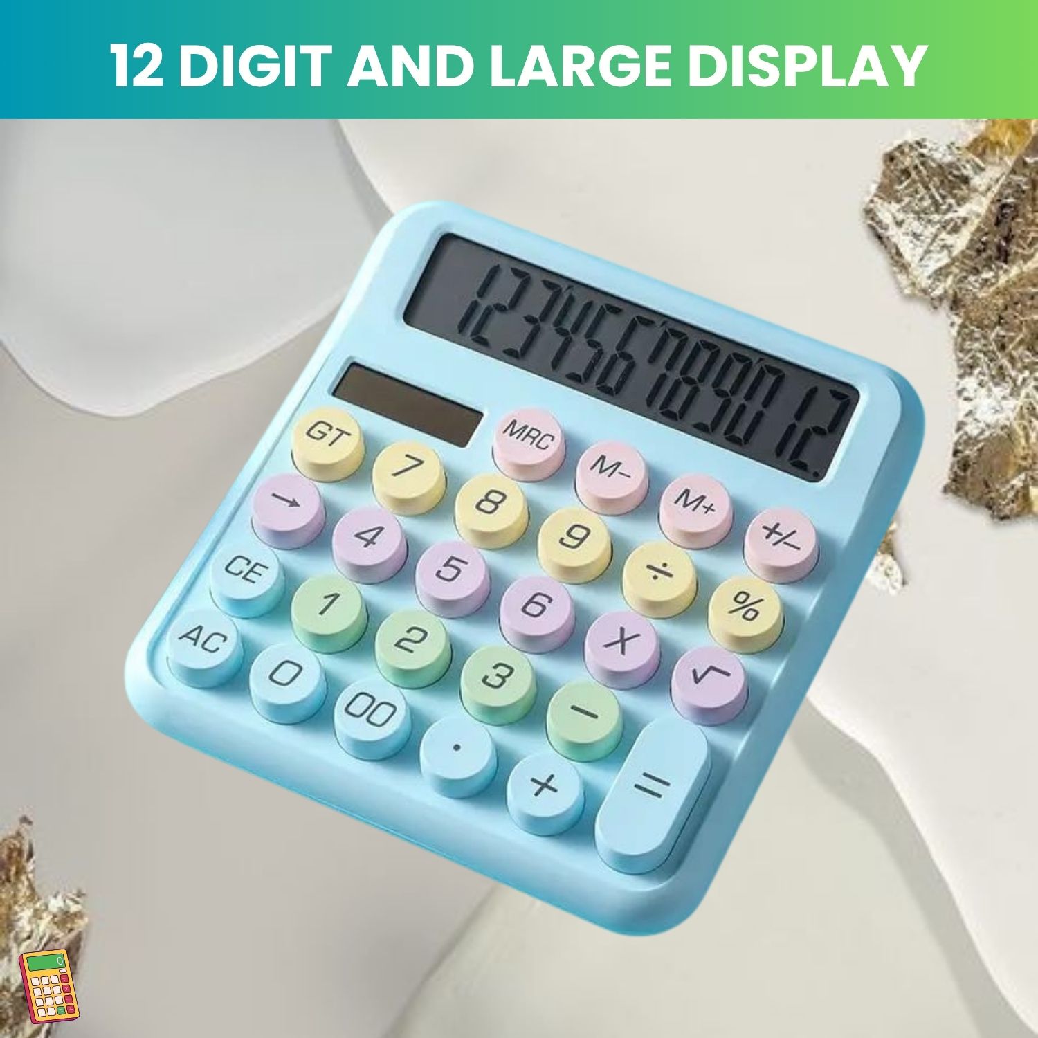 sacro Desktop Cute Calculator, 12-Digit Large Display With Aesthetic Candy ColorR419 Desktop Cute Calculator, 12-Digit Large Display With Aesthetic Candy ColorW419 Basic Calculator-picture-9