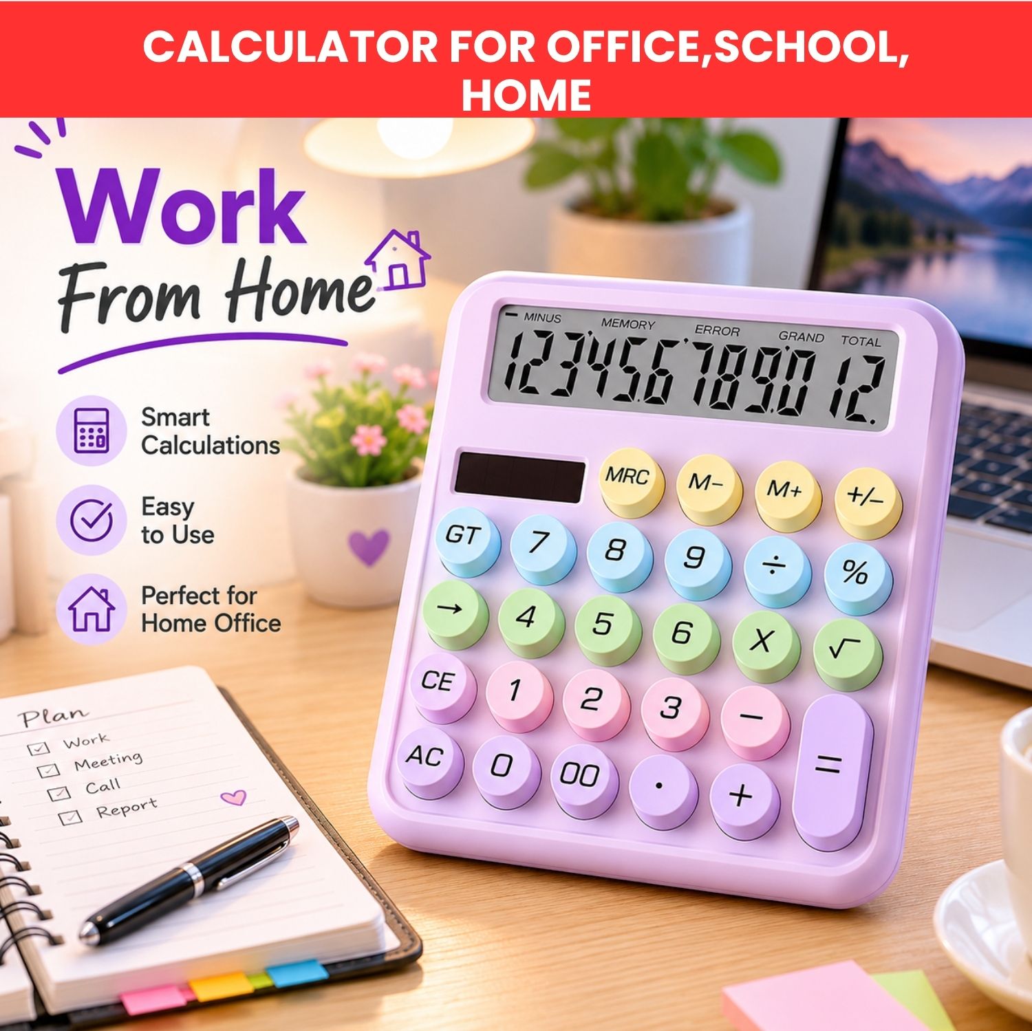 Desktop Calculator 12 Digits Large LCD Display & Big Buttons For Home/OfficeB4 Financial Calculator-image-47