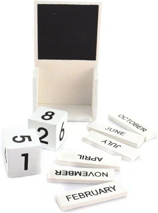 Wooden Perpetual Calendar with Chalkboard, Reusable Desktop Date Block Decor Reusable for Any Year Table Calendar-image-27