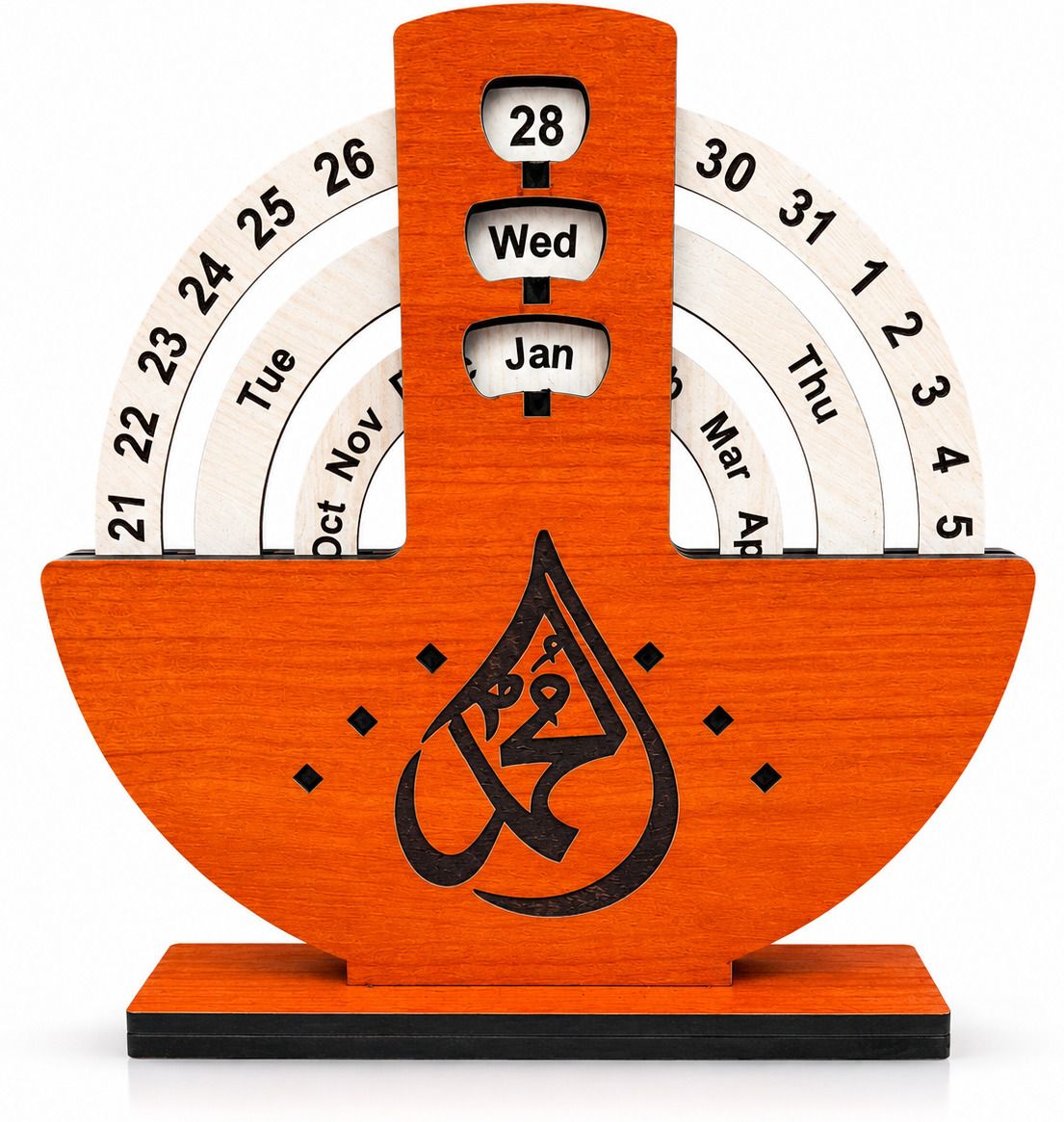 print ginnie Islamic Wooden Perpetual Calendar with Arabic Calligraphy Infinity Table Calendar-picture-38