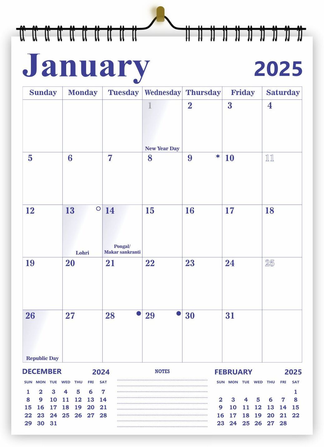 Blue Wall Planner 2025 Wall Calendar-image-1