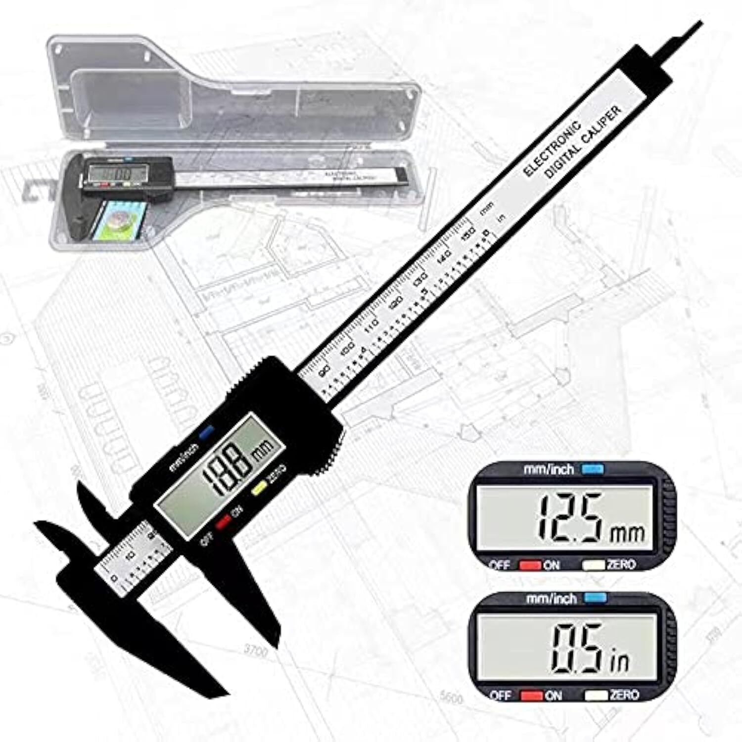 Digital Calipers,Electronic LCD Screen displays 0-6"Caliper Measuring Tool Millimeter Conversion Suitable for Jewelry Measurement and 3D Printing Digital Caliper-image-46