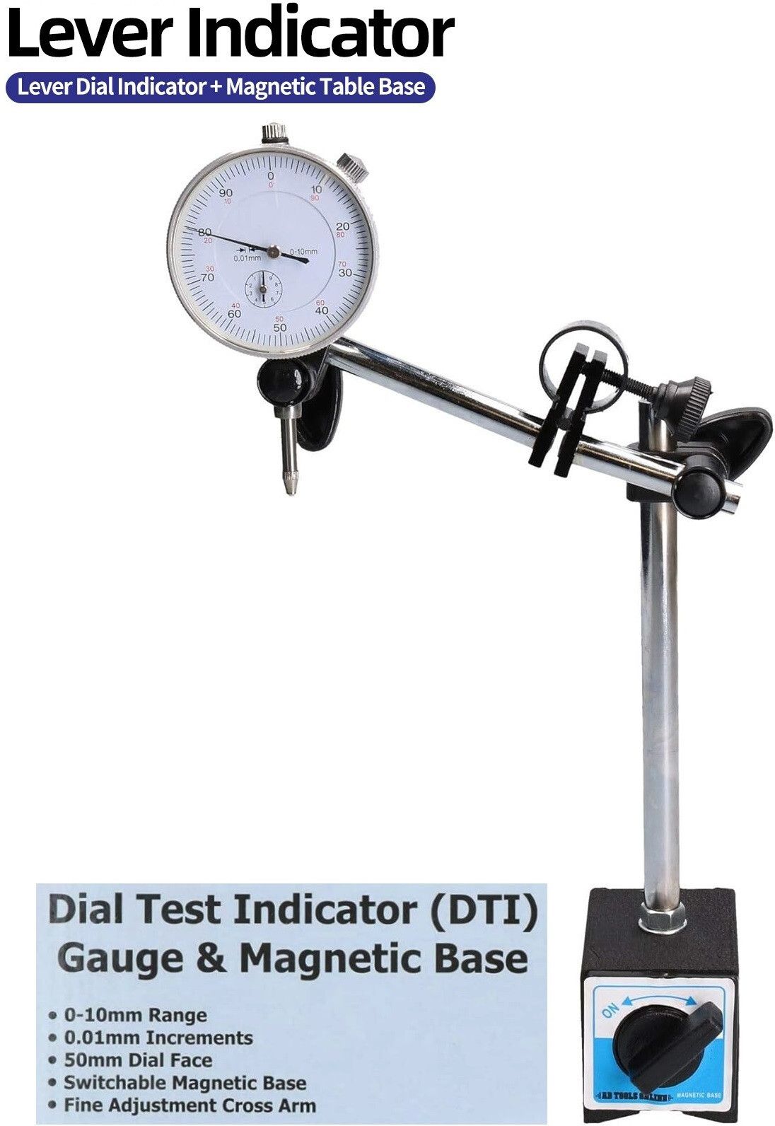 goodsbazaar Dial Test Indicator (DTI) Gauge Flexible Magnetic Base Stand for Dial Indicator Height Gauge-picture-49