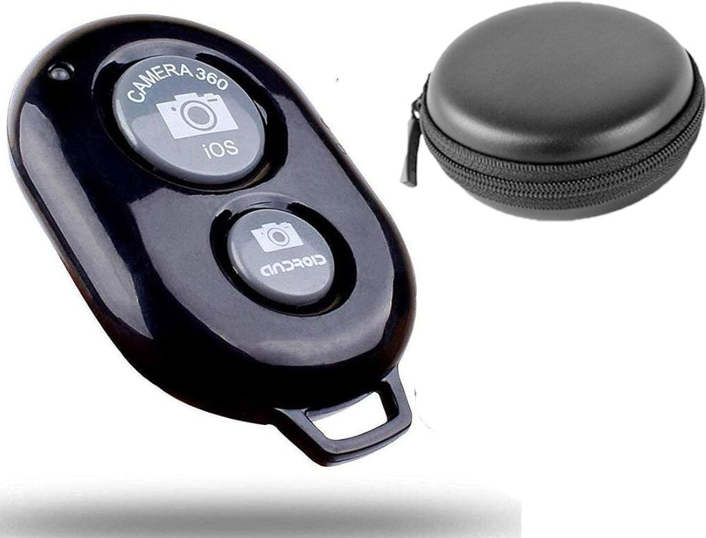 Huntindia Universal Photos&Videos Selfie Wireless Remote Controller Shutter Button+Pouch Camera Remote Control image 1
