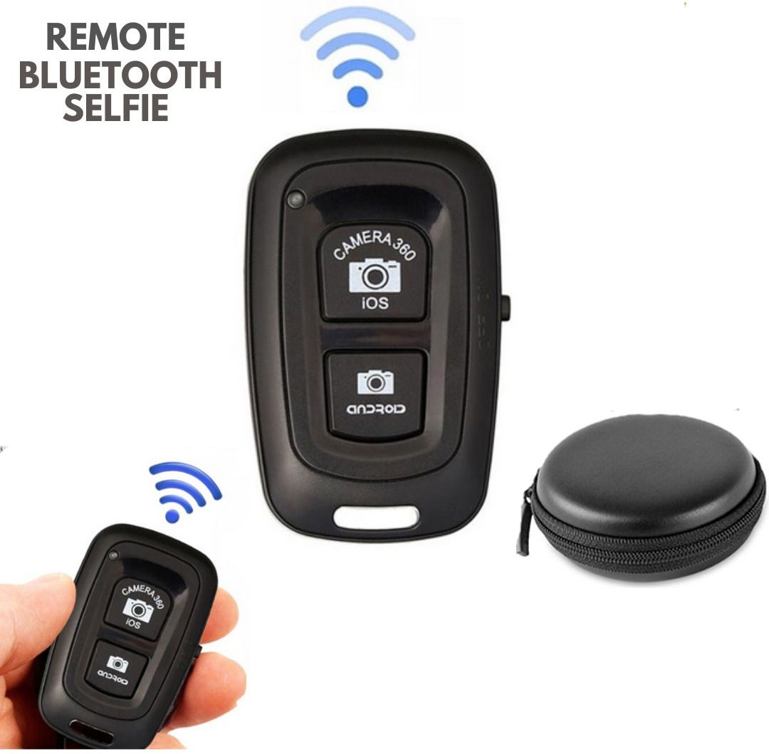 BUFONA BT Selfie/Pictures Clicker Shutter Remote Controller for Click Selfies+Pouch Camera Remote Control-picture-37