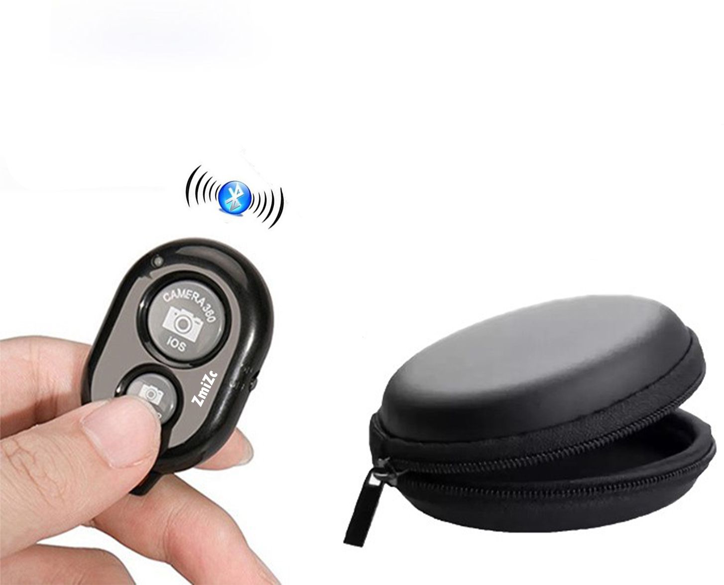 ZmiZc Wireless Bluetooth Selfie Shutter With carry pouch Photo Clicker for IOS AndroidCamera Remote Control-picture-33