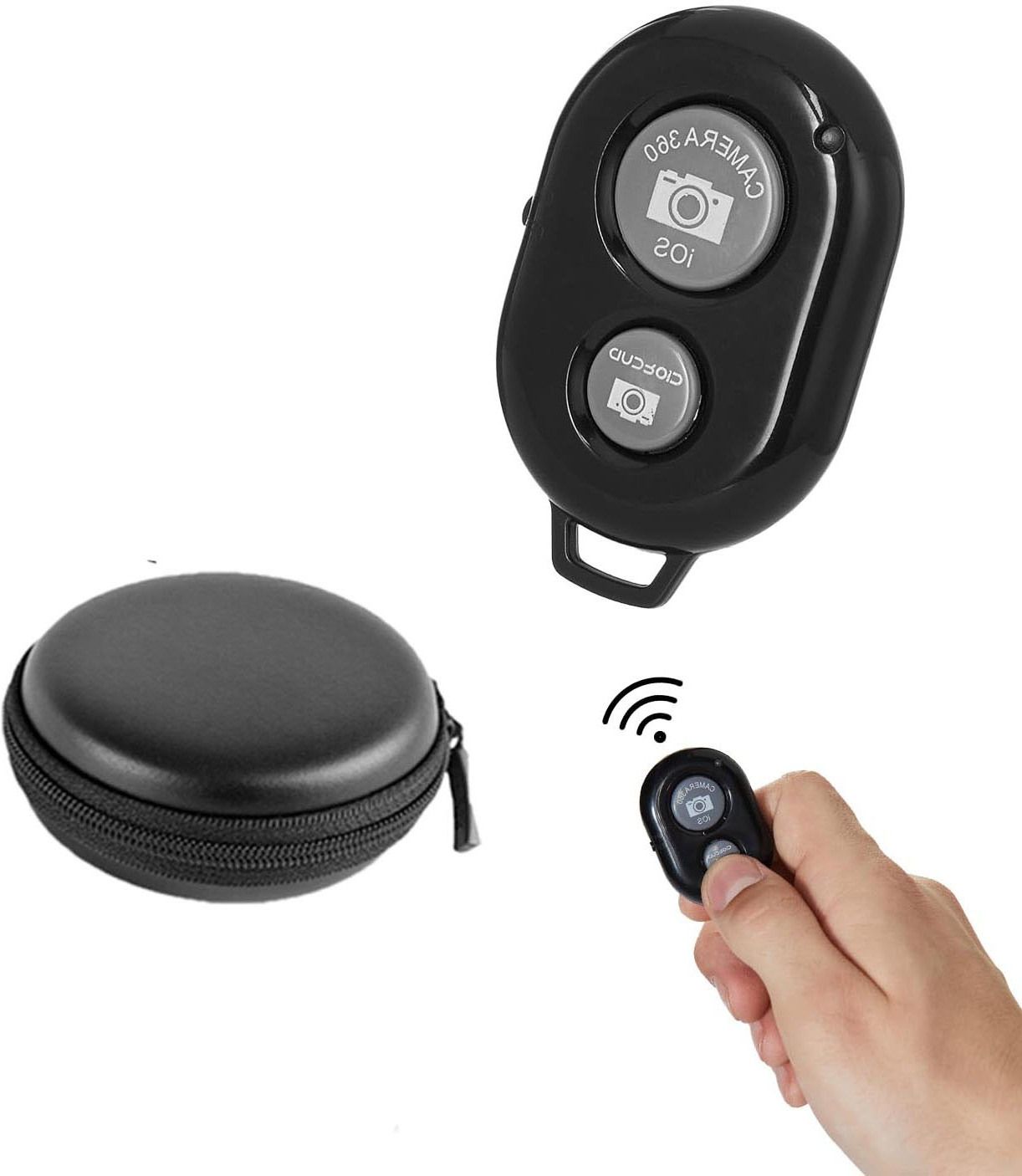 Huntindia BT Remote Shutter Button for Selfie Wireless Camera Controller Clicker+Pouch Camera Remote Control-picture-13