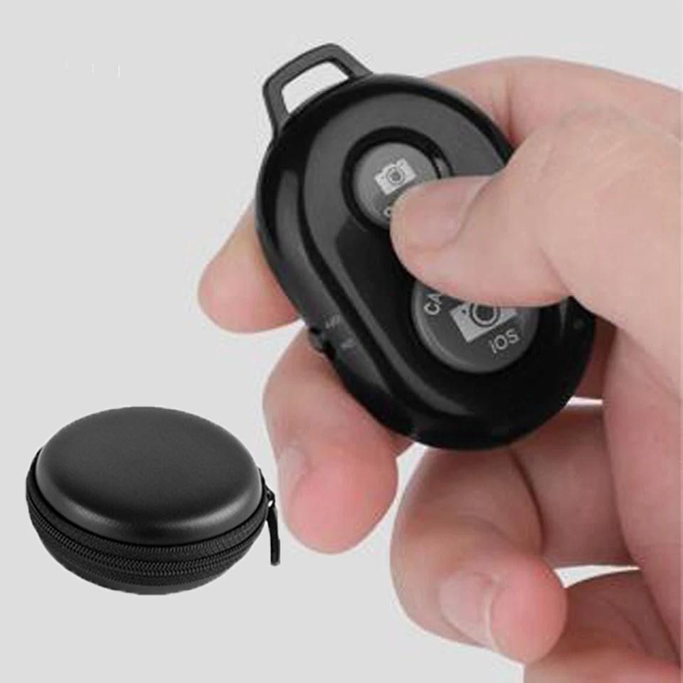 Huntindia iOS Android Bluetooth Remote Control Clicker Taking Selfies Camera Shutter+Pouch Camera Remote Control-image-17