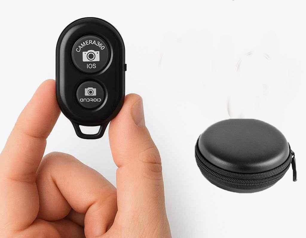 Huntindia Phone Mobile Camera Selfie Stick Control Bluetooth Remote Shutter Release +Pouch Camera Remote Control-picture-12