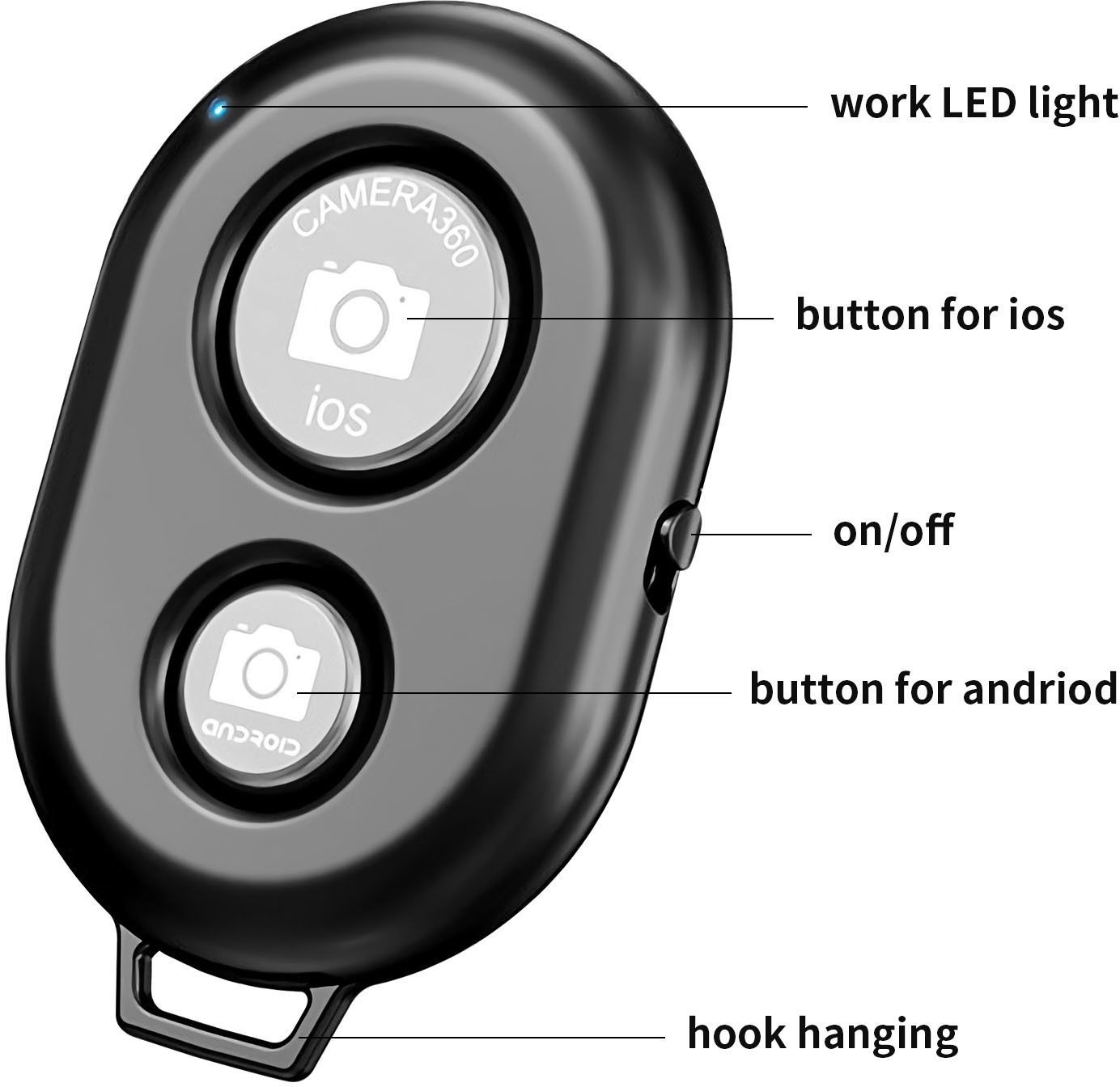 POZUB Bluetooth Selfie Video Shutter Remote Controls Wireless Remote Control ButtonCamera Remote Control-picture-20