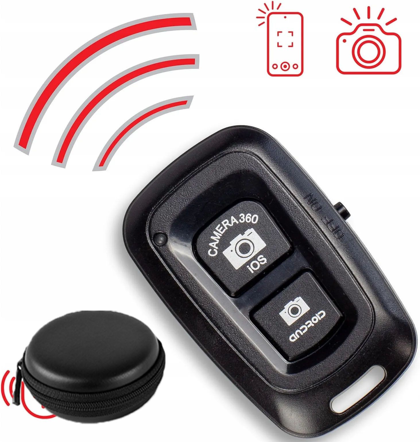 BUFONA Wireless BT Remote Shutter Controller Button SelfTimer Selfie clicker+Pouch Camera Remote Control-picture-16