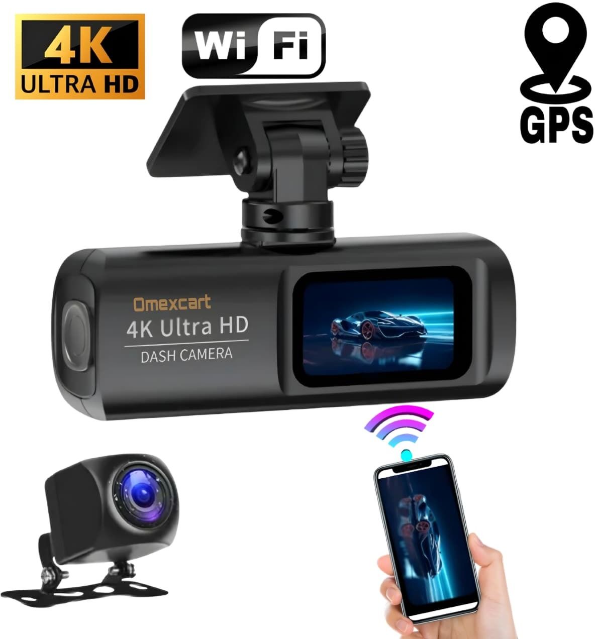 Omexcart 1 GPS, Built-in WiFi, Front & Rear Camera, Loop Recording, G-Sensor Camcorder-picture-15