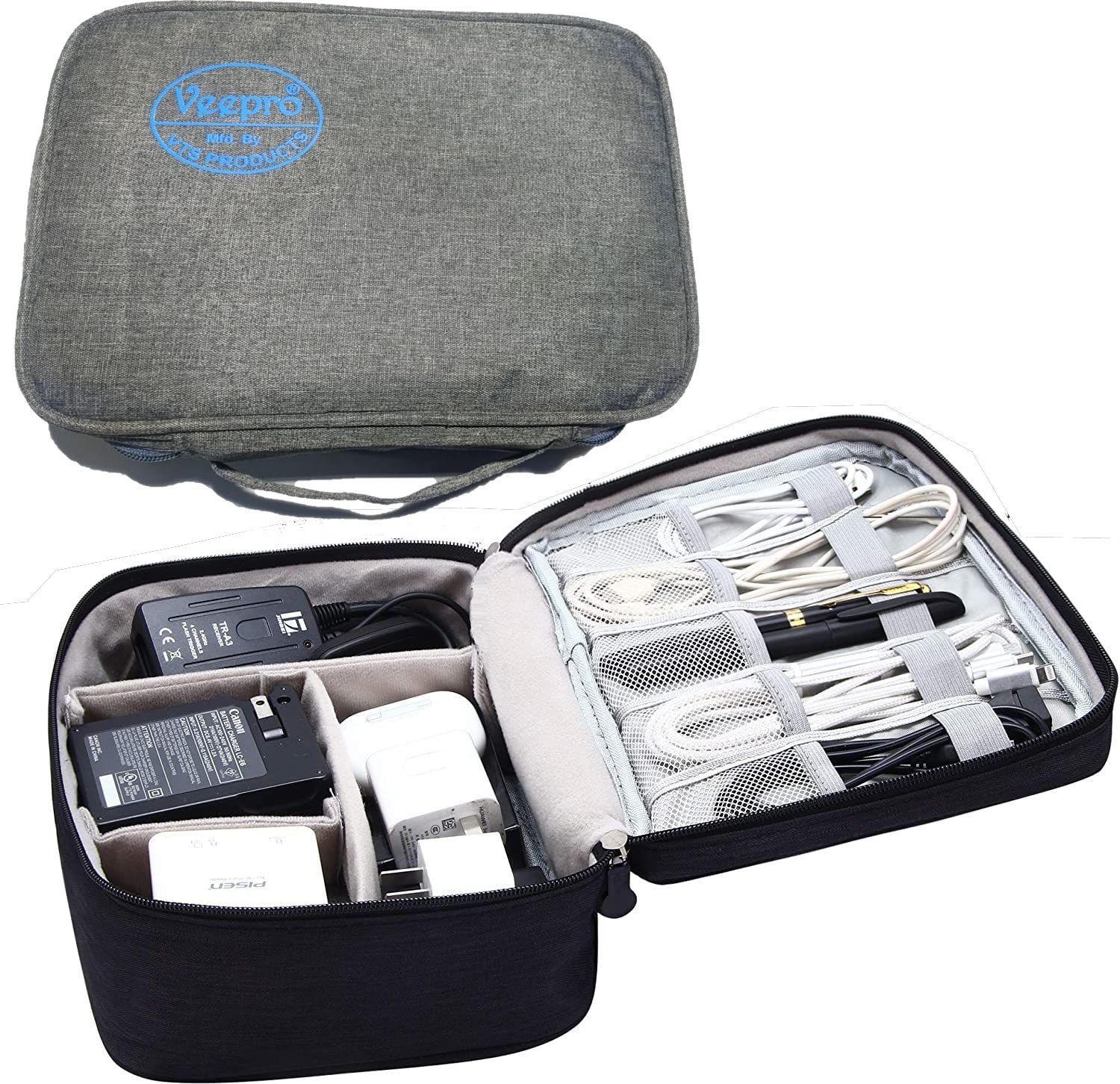 MVPRO Electronics Accessories Organizer Bag, Universal Carry Travel Gadget Bag for Cables, Plug and More. Camera Bag-image-4