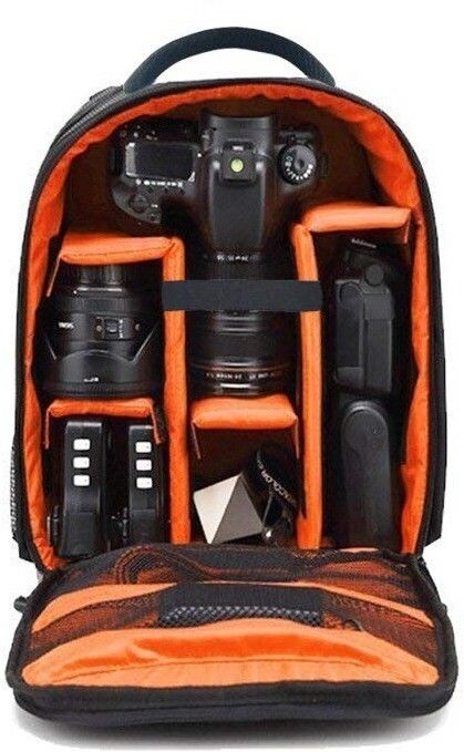 Smiledrive Waterproof DSLR Backpack Camera Bag, Lens Accessories Carry Case for Nikon, Canon, Olympus, Pentax & Others-Ideal for Professional Photographers (Orange) Camera Bag