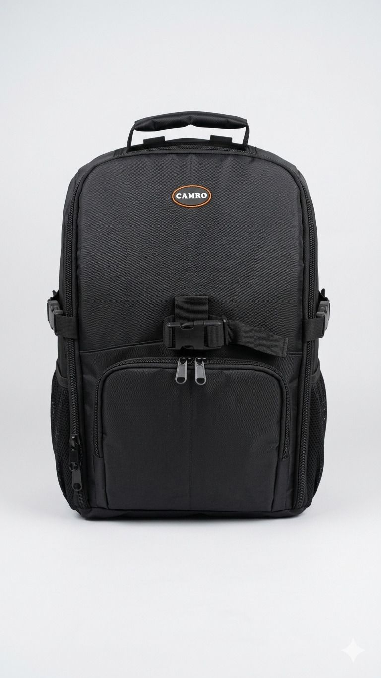Camro CB27 Dual space camera bag big size backpack with laptop pocket & rain cover. Camera Bag-image-2