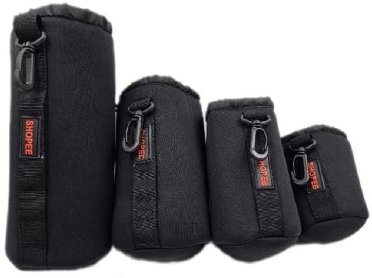 SHOPEE Thick Protective Waterproof Lens Case Pouch Set for DSLR Camera Lens Includes Small, Medium, Large & Extra Large Pouches Camera Bag