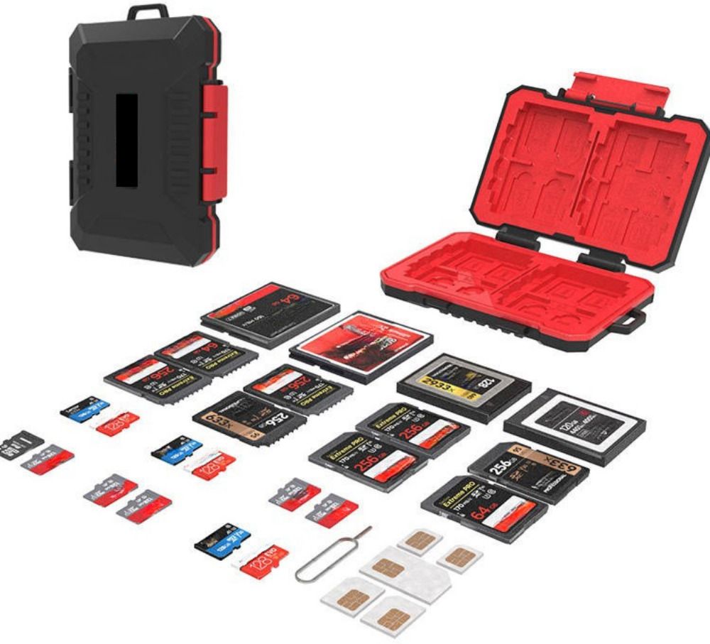 Yantralay Waterproof Memory Card Storage Case SD TF CF Organizer | Anti Shock Protective Card Holder Box for SD TF CFexpress XQD Cards with SIM Slots & Card Pin Camera Bag-picture-12