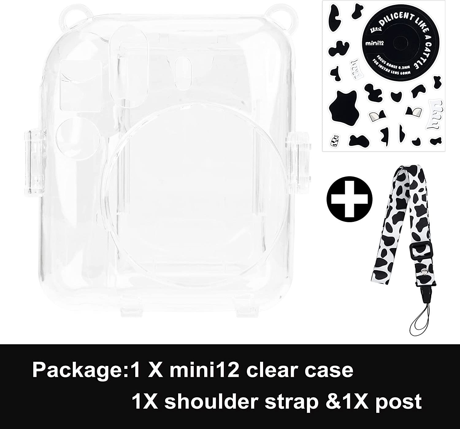 Zikkon Instax Mini 12 ClayWhite Hard Carrying Protective Case with Shoulder Straps and Stickers Decoration SetCamera Bag-image-39