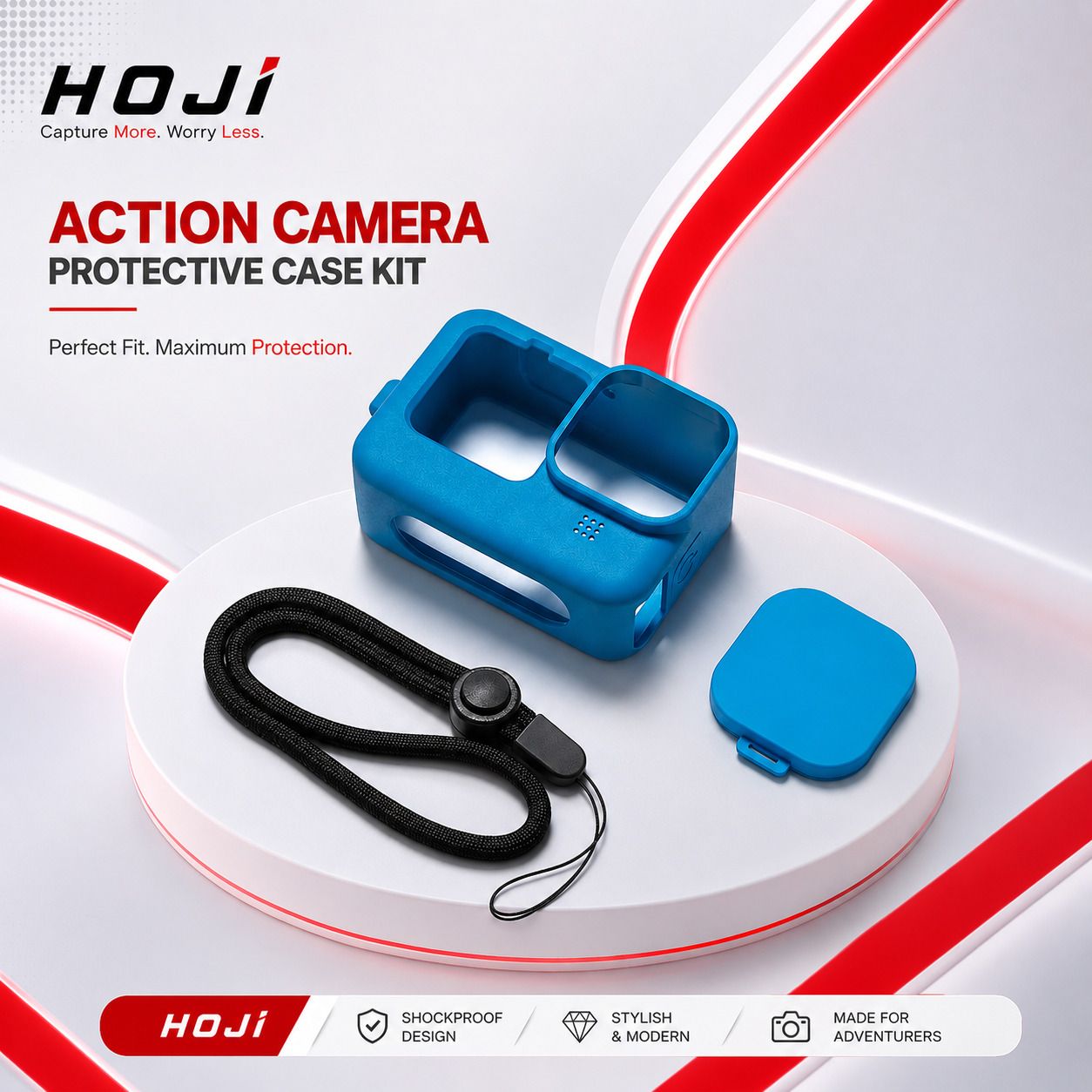 HOJI Silicone Protective Case Cover with Lens Cap & Lanyard for GoPro Hero 9 / 10 / 11 Action Camera – Pack of 1 Camera Bag-image-10