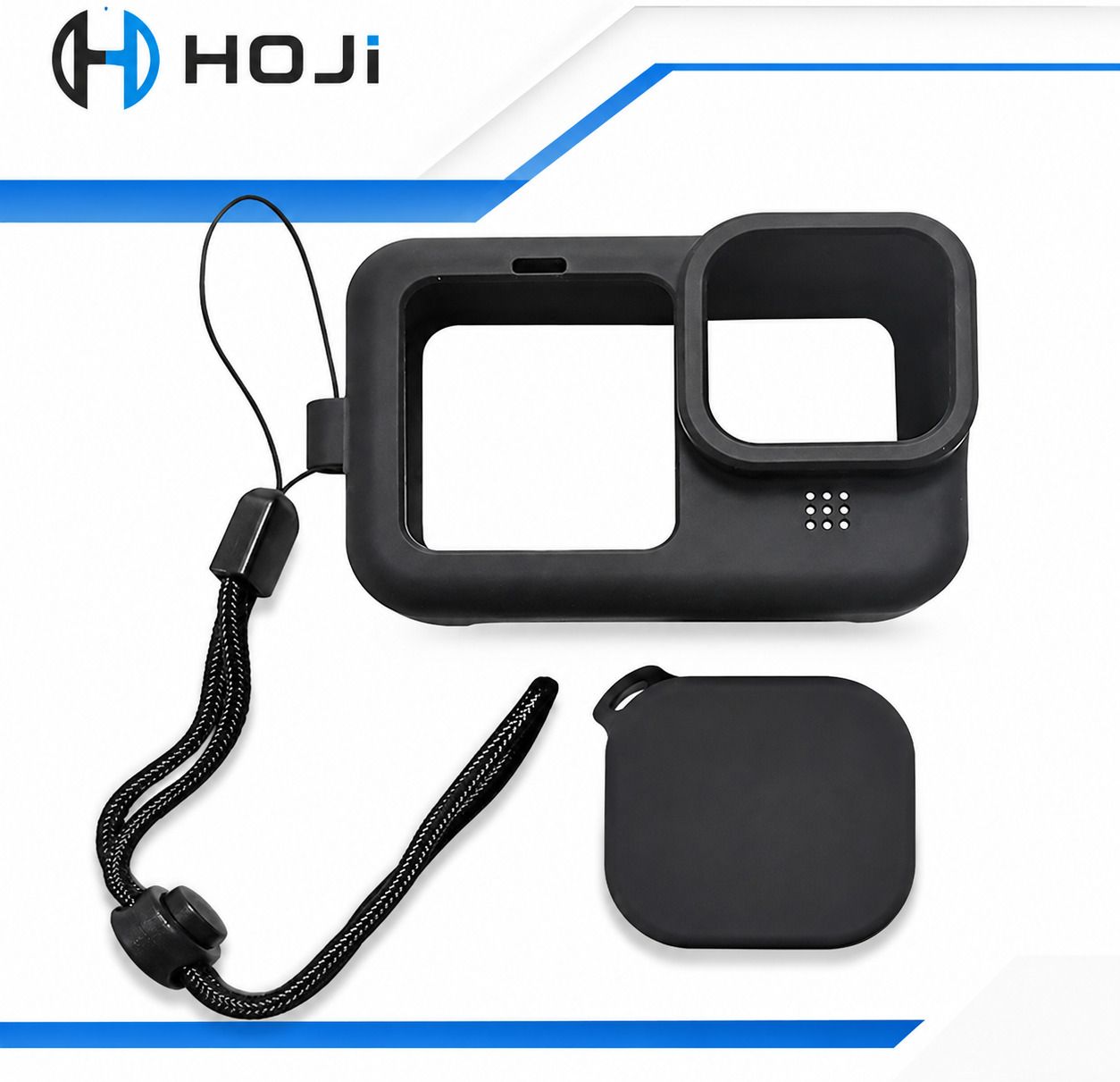 HOJI Silicone Protective Case Cover with Lens Cap & Lanyard for GoPro Hero Camera Bag-picture-11