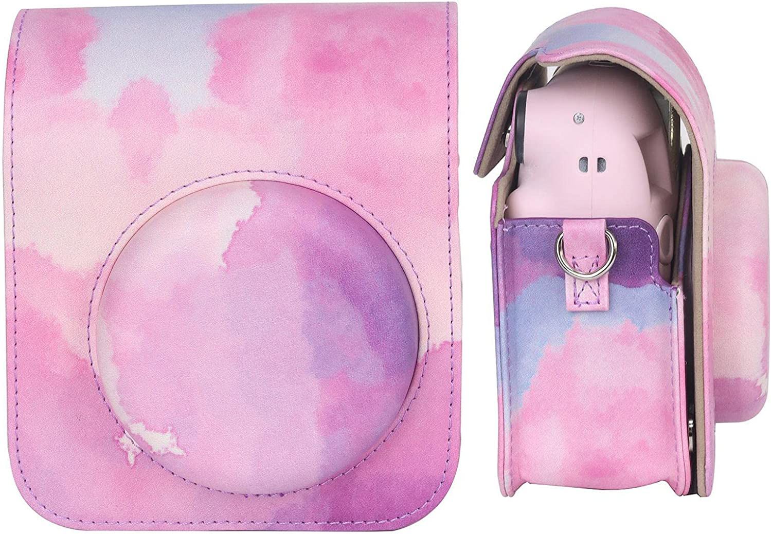 Zenko Instax Mini 12 Pink Cloud Protective Camera Case PU Leather Carrying Bag case pouchCamera Bag-image-6
