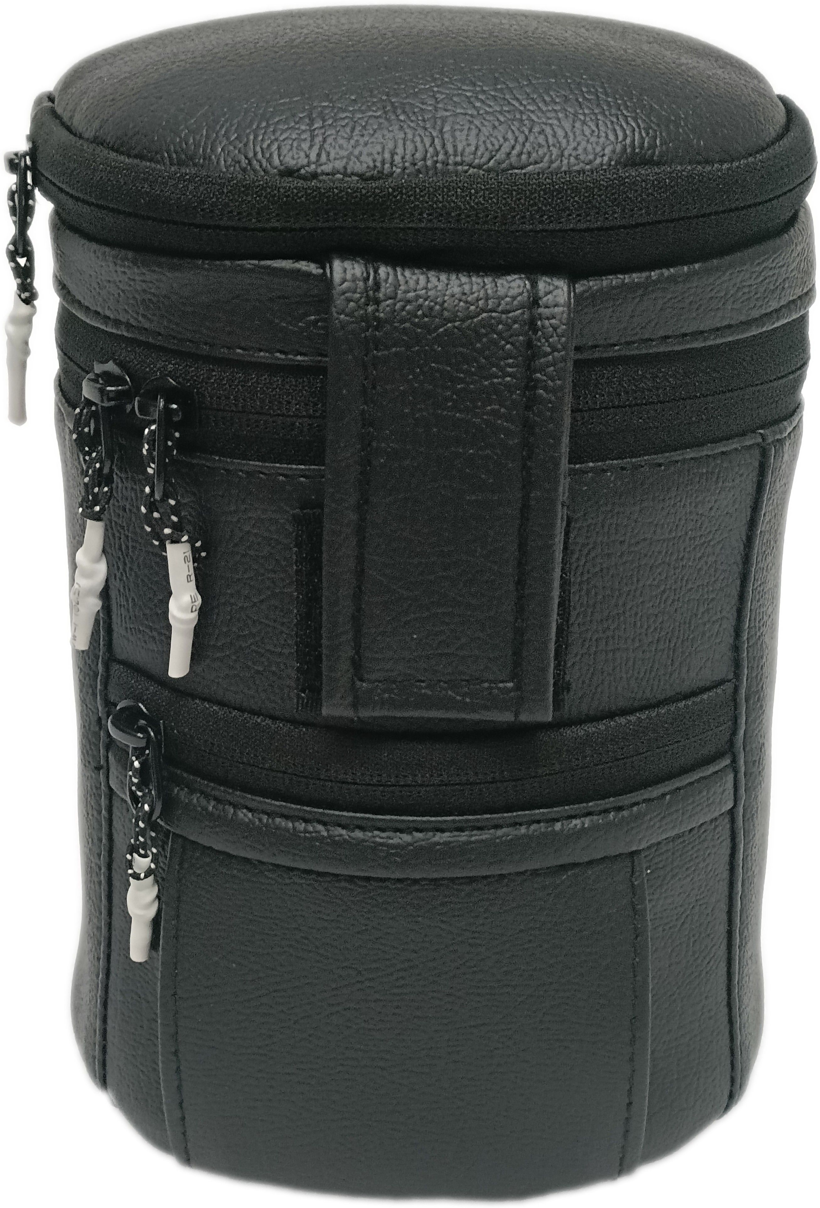 Four Eff BLACK, LEATHER LENS BAG (7x5x5 Inch) Camera Bag-image-10