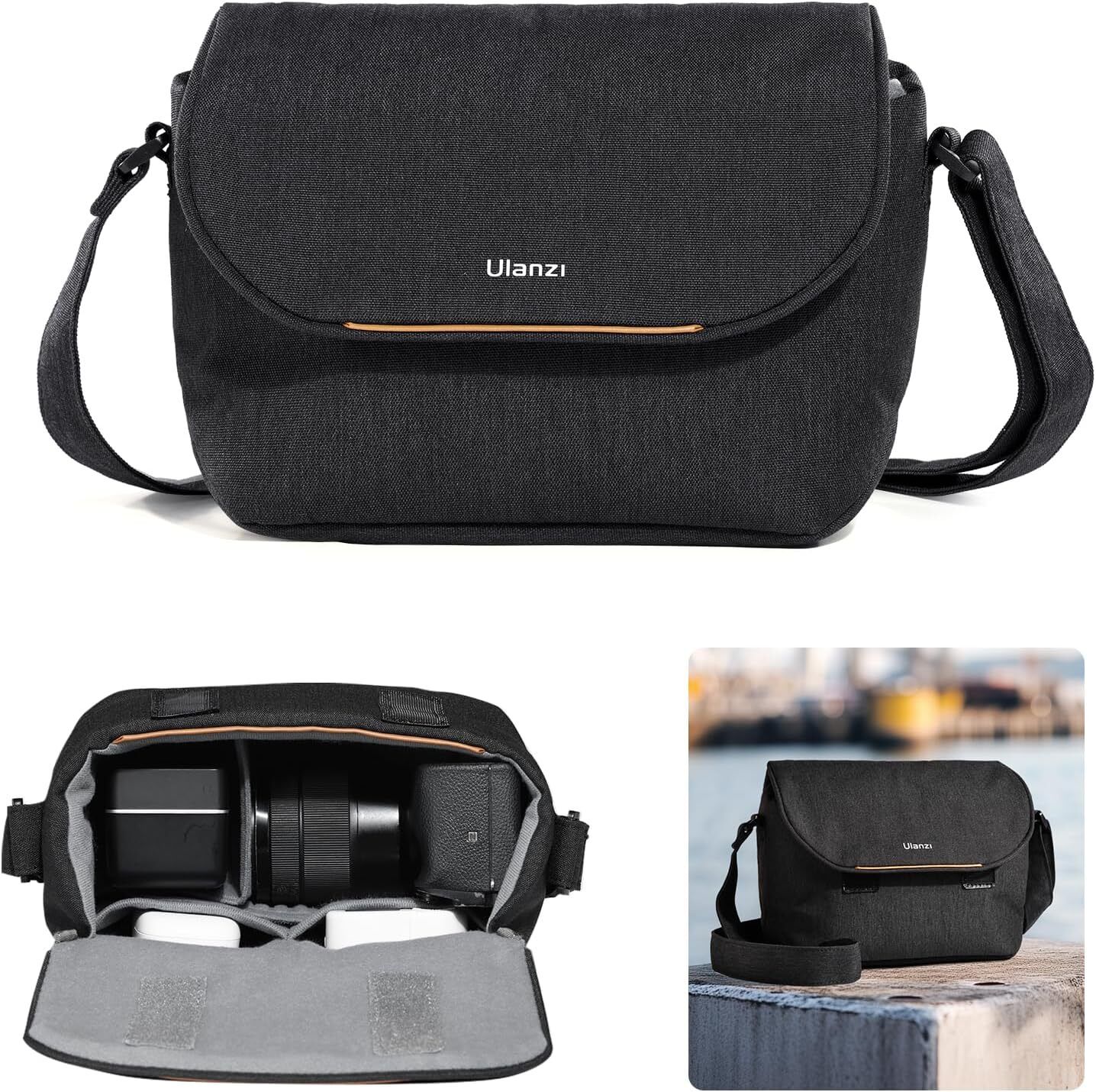ULANZI F02 Camera Bag, DSLR/SLR Case, Crossbody Shoulder Bag, Black Camera Bag-image-42