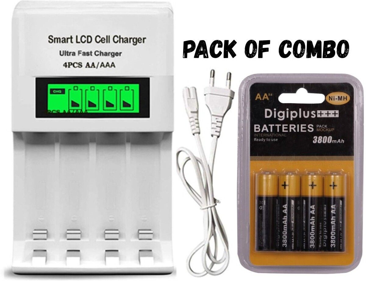 Camstuffs camera flashlight battery cell (3800 Mah) with lcd display charger (white) combo Camera Battery Charger-image-8