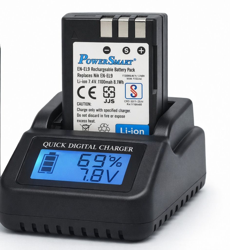 Power Smart Battery and LCD Charger for Nikon EN-EL9 Compatible for D40 D80 D100 D3000 D5100 Camera Battery Charger-image-35