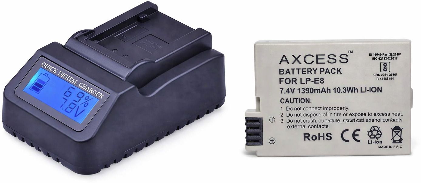 Axcess Battery and Power Smart LCD Multifunction Charger For LP-E8 Camera Battery Charger-image-46