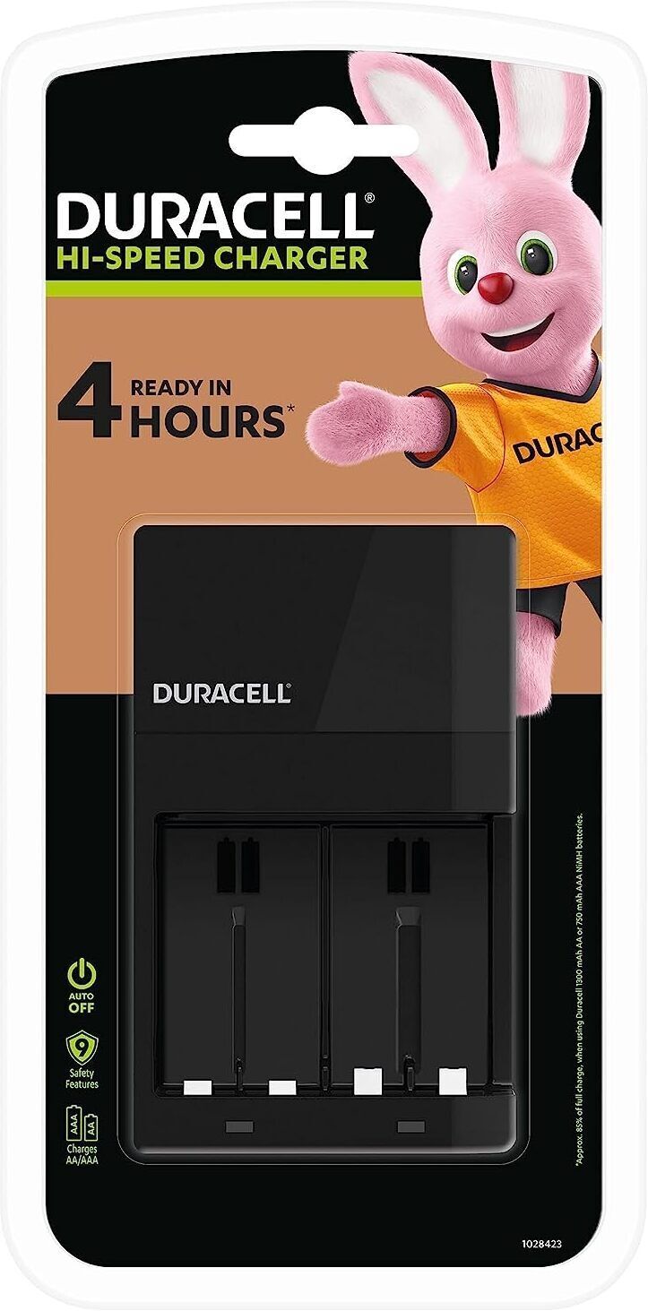 DURACELL 2AA 1300 mah and 2AAA 750 mah ( Batteries not included )Camera Battery Charger