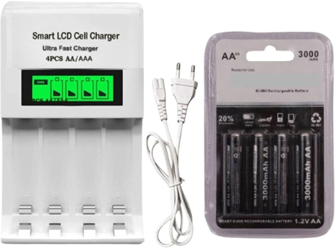 Camstuffs camera flashlight battery cell (3000 Mah) with lcd display charger (white) combo Camera Battery Charger-image-7