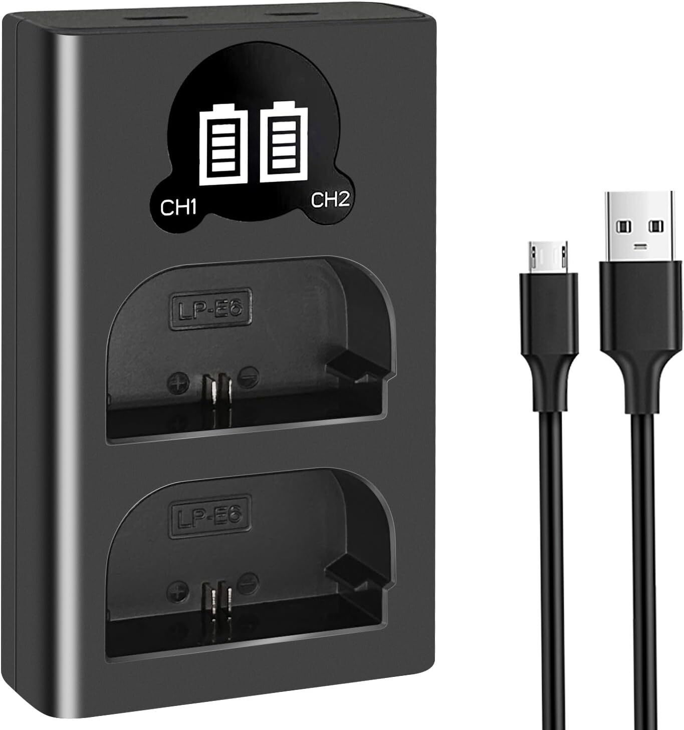 Dijiiplus LP-E6N LP-E6 Dual LCD USB Battery Charger Compatible with Cano-n Camera Battery Charger-picture-37