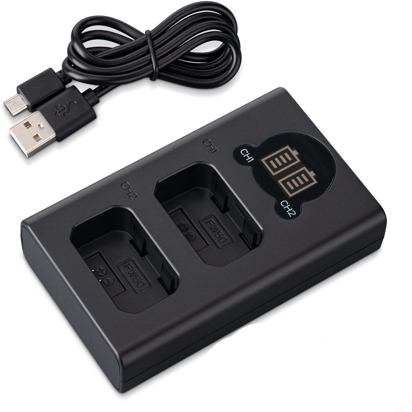 Lamkoti NP-Fw-50 Dual USB charger with LCD display for sony Camera Battery ChargerCamera Battery Charger-image-20
