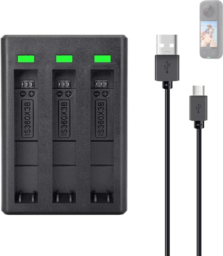 Power Smart Battery Charger 3-Channel USB Battery Quick Charger for Insta360 ONE X3 ActionCamera Battery Charger-image-21