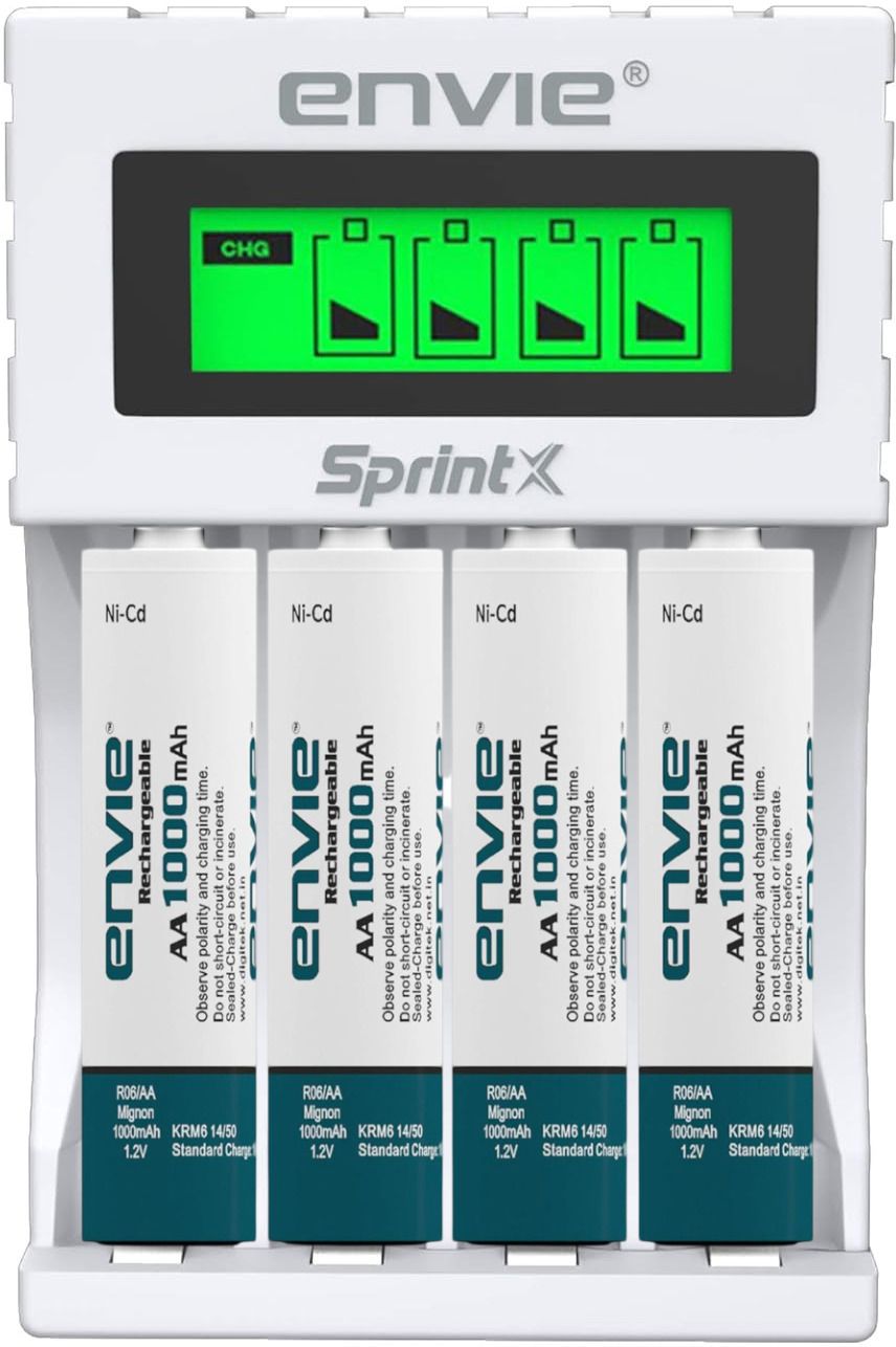 Envie Ultra Fast Charger ECR 11 MC For AA & AAA With 4 x AA 1000 Ni-CD rechargeableCamera Battery Charger-image-33