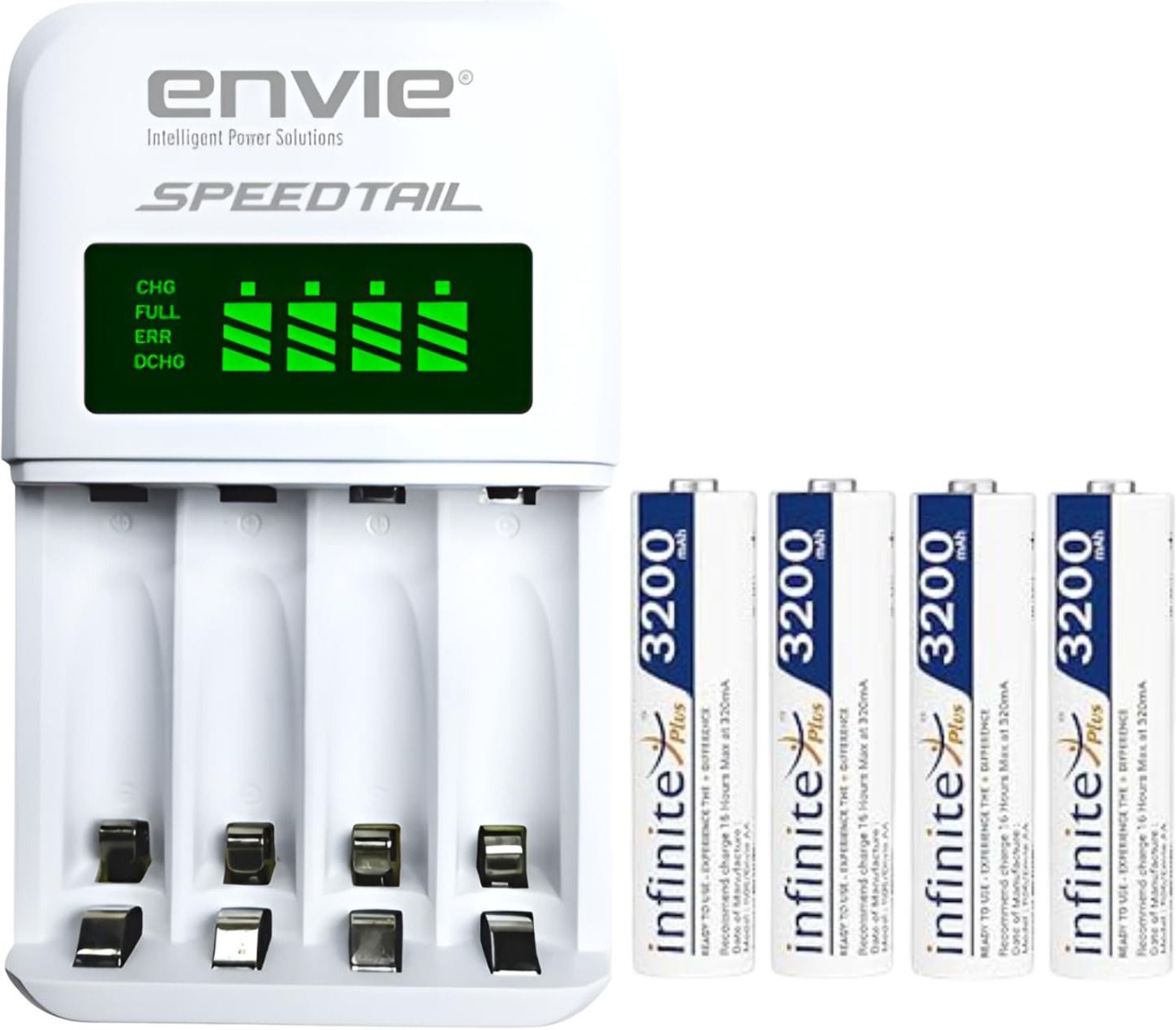 Envie Speedtail ECR-99 + 4xAA 3200 Ni-MH rechargeable Camera Battery Charger-image-8