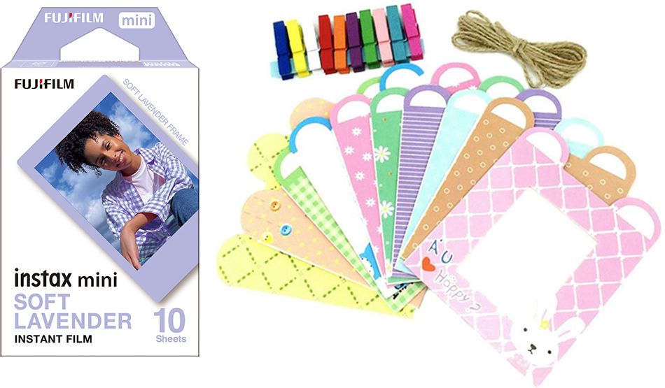FUJIFILM Instax Mini Soft Lavender 10x1 Film With Rabbit Design Hanging Paper Bunting Film Roll-image-45