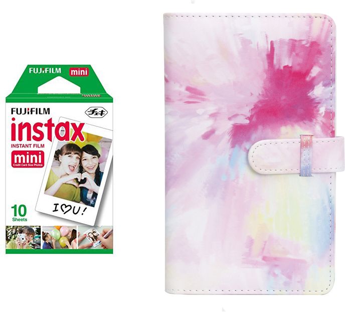 FUJIFILM Instax Mini 10X1 Sheets Instant Film with 108-sheet Pink Tiediealbum for mini Film Roll