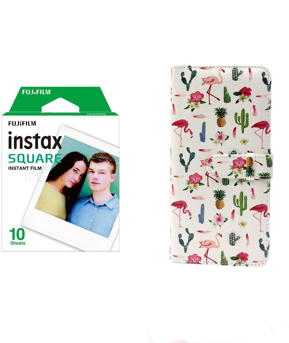 FUJIFILM Instax square 10X1 Instant Film With 80 sheet Flamingo Cactusalbum for square Film Roll