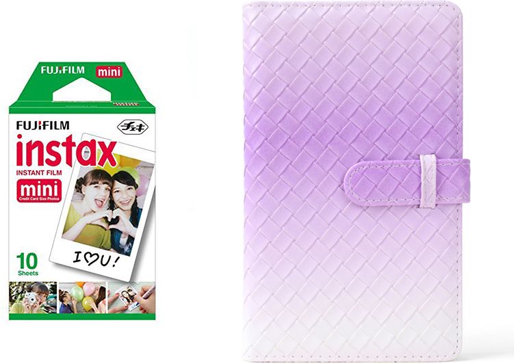 FUJIFILM Instax Mini 10X1 Sheets Instant Film with 96-sheet Purple Gradientalbum for mini Film Roll