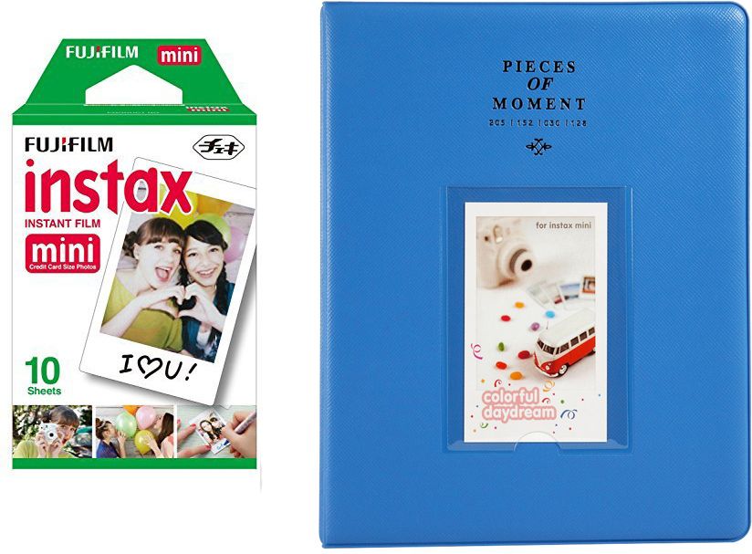 FUJIFILM Instax Mini 10X1 Sheets Instant Film with 128-sheet Cobalt Bluealbum for mini Film Roll