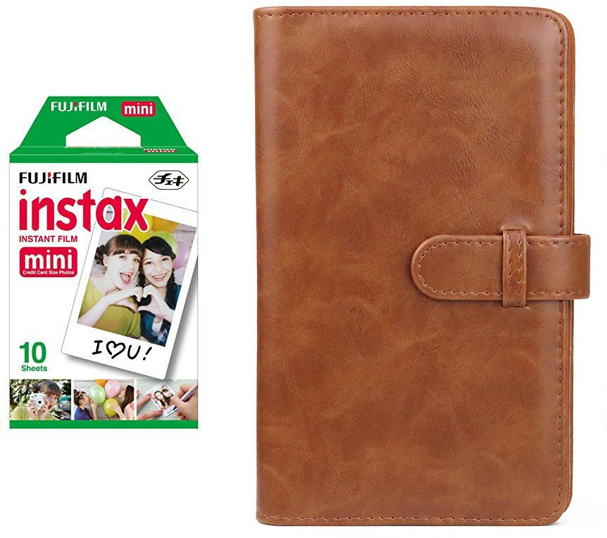 FUJIFILM Instax Mini 10X1 Instant Film With 96-Sheets Brown Album For Mini Film Film Roll