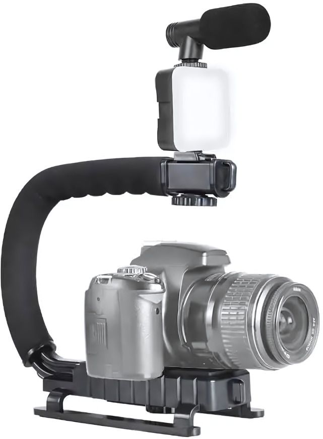 Elevea {15 YEARS WARRANTY} Universal Stabilizer C-Shape Bracket Camera Handheld Grip DSLR DV Camera Low Height Photography Camera Rig Camera Rig Wide Flash Bracket Wide Flash Bracket