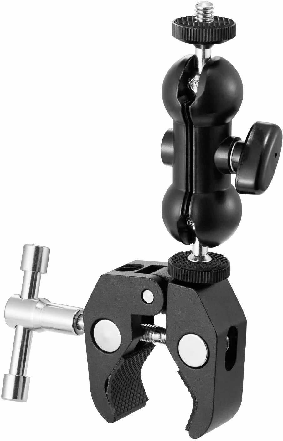 MILLETS Ballhead Magic Arm Camera Clamp Mount Monitor Bracket with 1/4" and 3/8" Thread Ballhead Magic Arm Camera Mount Monitor Mount Bracket with 1/4" and 3/8" Thread Rotating Flash Bracket