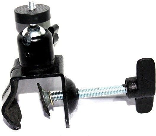 MILLETS C-Clamp Camera Mount U Clip Metal Bracket with 1/4'' Ball Head Connector for Photo Studio Light Stand DSLR Flash (Black) Rotating Flash Bracket