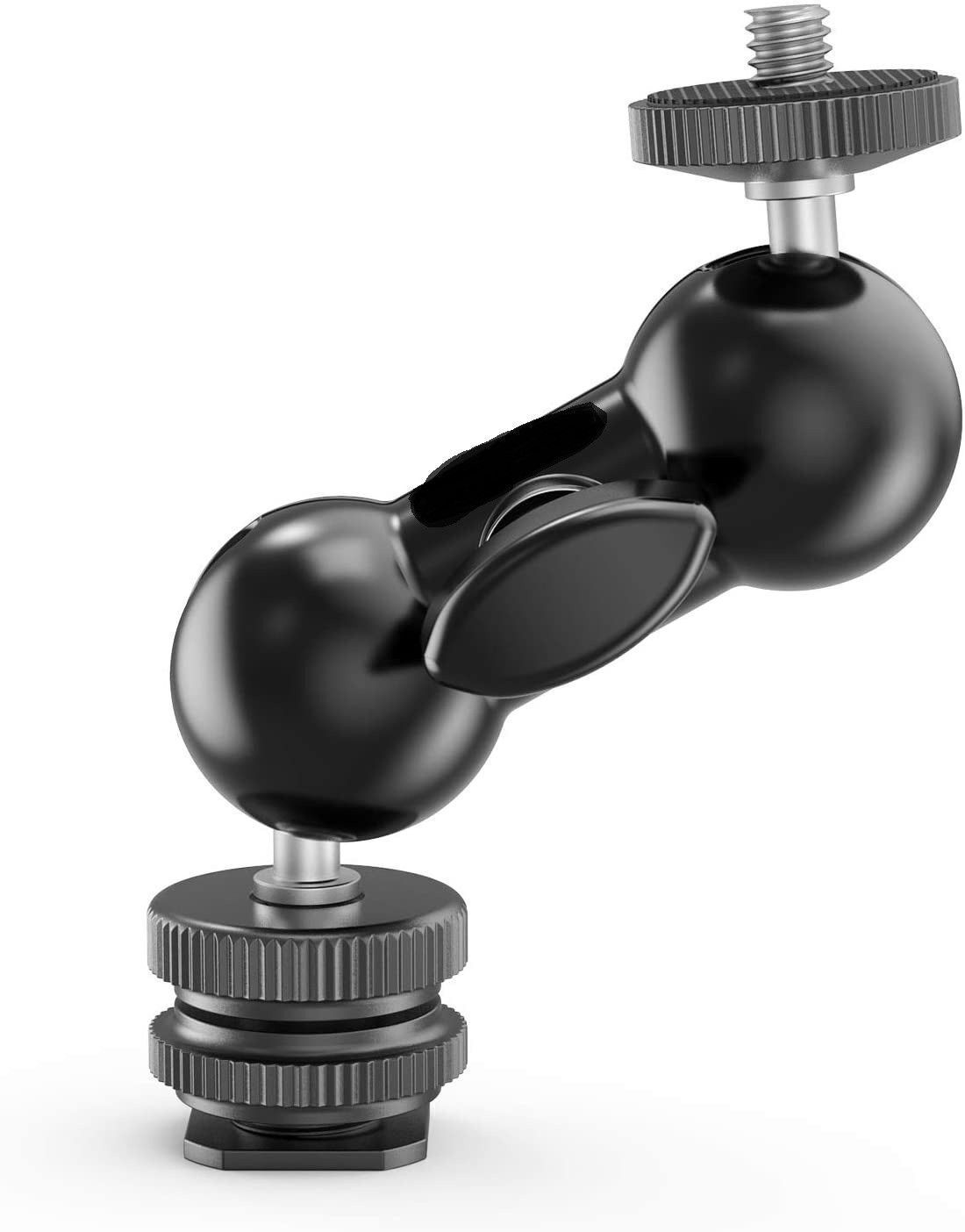 MILLETS Cool Ballhead Multi-Function Double Ballhead with Shoe Mount & 1/4" Screw Double Ballhead with Shoe Mount for Monitors Led Light Rotating Flash Bracket