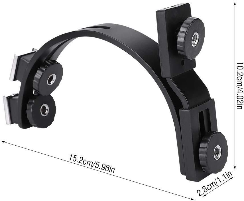 Axcess C-Shape Flash Bracket, Adjustable C-Shape Dual Hot Shoes Flash Lamp Mount Custom Flash Bracket